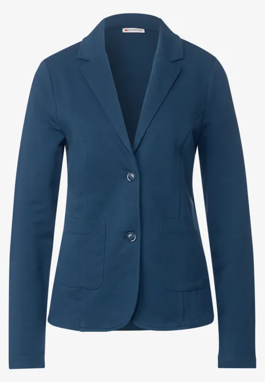 Blazer Basique Femme Street One - Col à Revers, Poches Plaquées, Mélange Coton Stretch, Parfait Bureau Et Loisirs