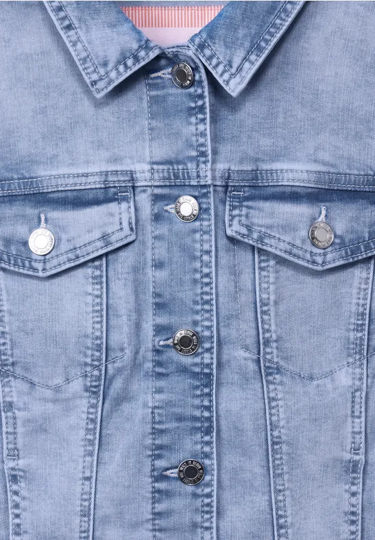 Veste Femme Style Jean Délavé Street One - Coupe Décontractée, Mélange Coton Stretch, Taille 42 Bleu - 13