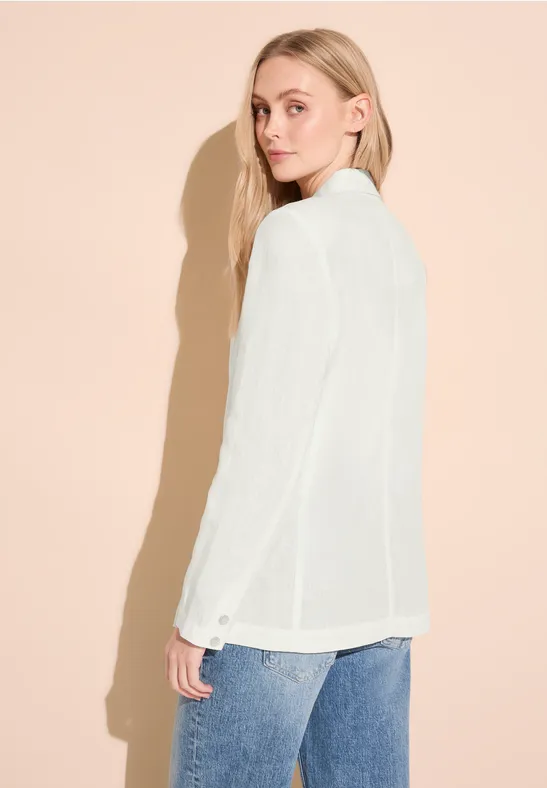 Street One Lange linnen blazer voor dames, Moonstone Sand, 42