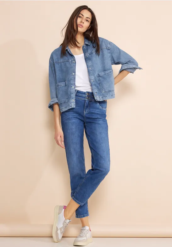 Amazon Veste Courte Femme Jean Veste Courte Avec Col Chemise Et