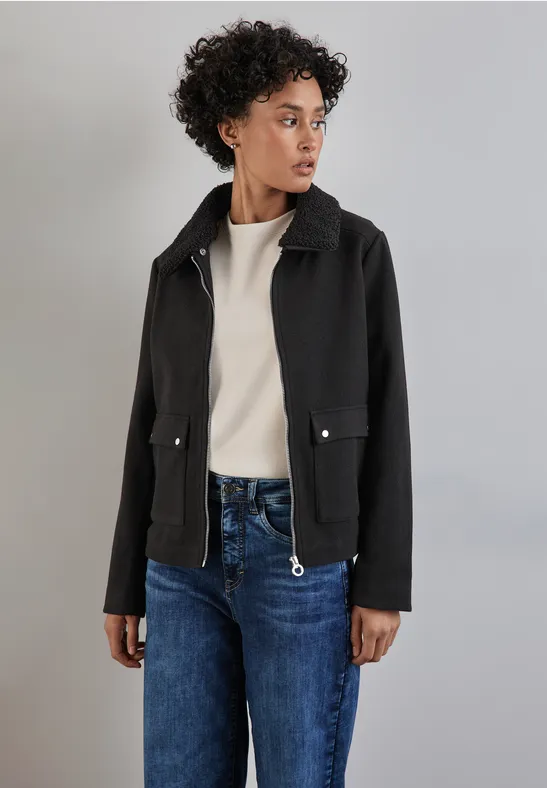 Damenjacke Schwarze Kurze Felljacke Winterjacke Winterparka Kurz