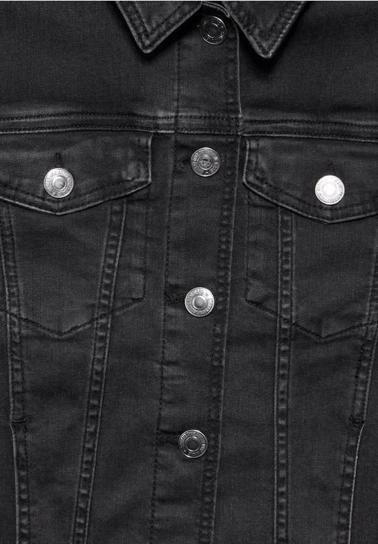 Jeans Jacke Boyfriend Jeansjacke Schwarz Kurze Zerrissene