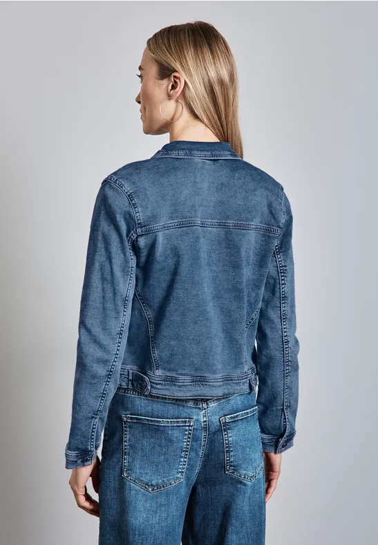 Veste Femme Style Jean Délavé Street One - Coupe Décontractée, Mélange Coton Stretch, Taille 42 Bleu - 5
