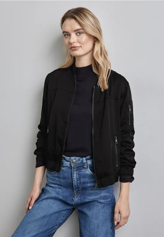Blouson Damen Elegante Bomberjacke Damen Satin-Blouson