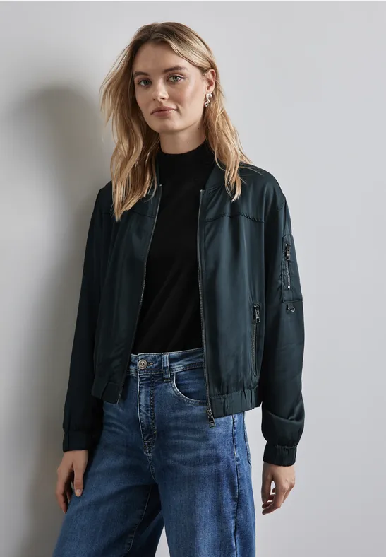 Satijnen blouson voor dames in Groen