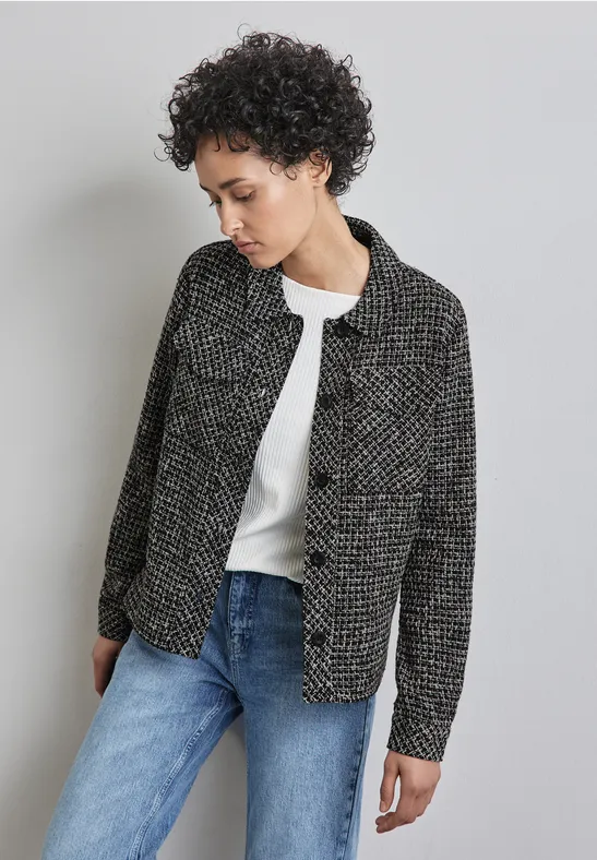 STREET-ONE Kurze Bouclé Jacke für Damen in Schwarz STREET-ONE