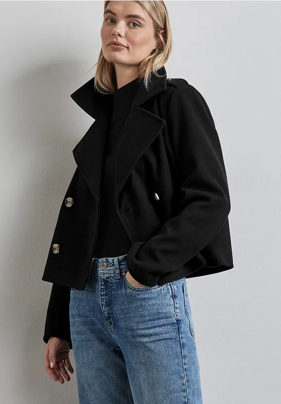 STREET-ONE Kurzer Trenchcoat für Damen in Schwarz STREET-ONE