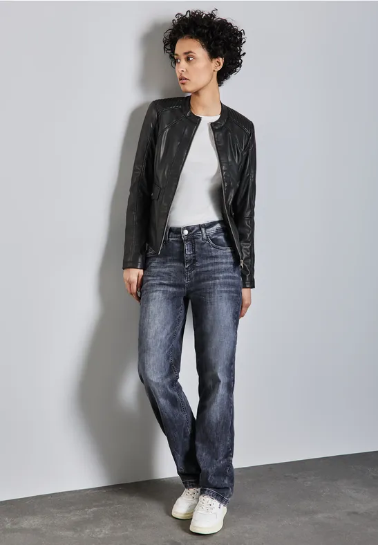 Street One Damenjacke In Leder-Optik – Mit Abnehmbarer Kapuze & Seitlichen Taschen, Lässiger Biker-Look