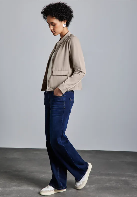 STREET-ONE Satijnen blouson voor dames in Beige | STREET-ONE