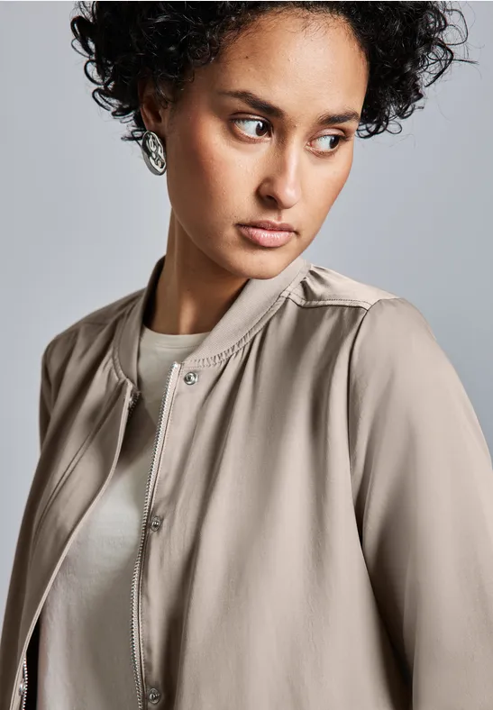 【 SORIN 】 One Shoulder Tailored Jacket STREET-ONE Satijnen blouson voor dames in Beige | STREET-ONE