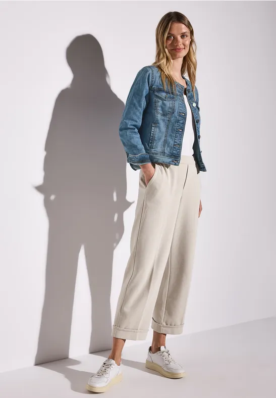 Veste Femme Style Jean Délavé Street One - Coupe Décontractée, Mélange Coton Stretch, Taille 42 Bleu