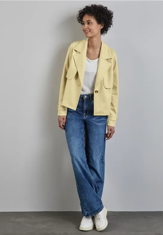 Veste Courte Veste Blazer Jaune Veste De Tailleur Courte En Tweed