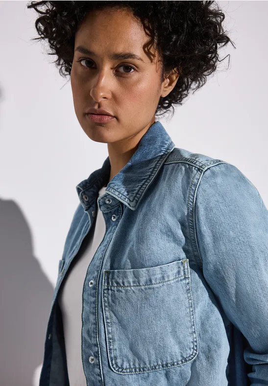 STREET-ONE Denim jack met borstzakken voor dames in Blauw | STREET-ONE