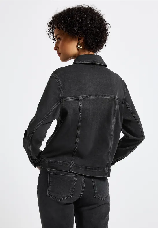 STREET-ONE Denim jack met borstzakken voor dames in Zwart | STREET-ONE