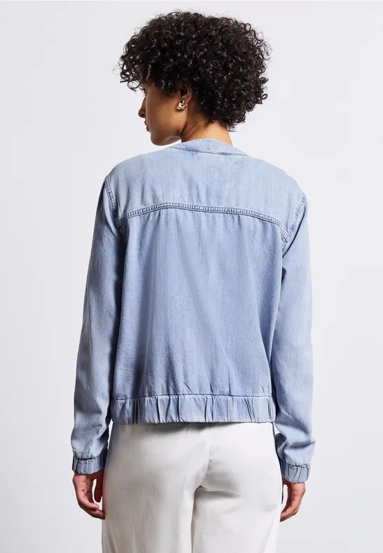 Gedessineerde velours blouson voor dames in Bruin