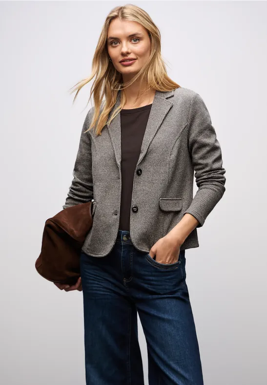 Blazer Femme Street One - Basique Intemporel, Col à Revers, Manches Longues - En Coton Stretch
