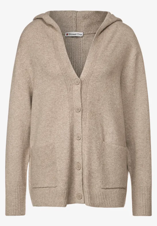 STREET-ONE Hoodie Cardigan mit Kapuze für Damen in Beige STREET-ONE