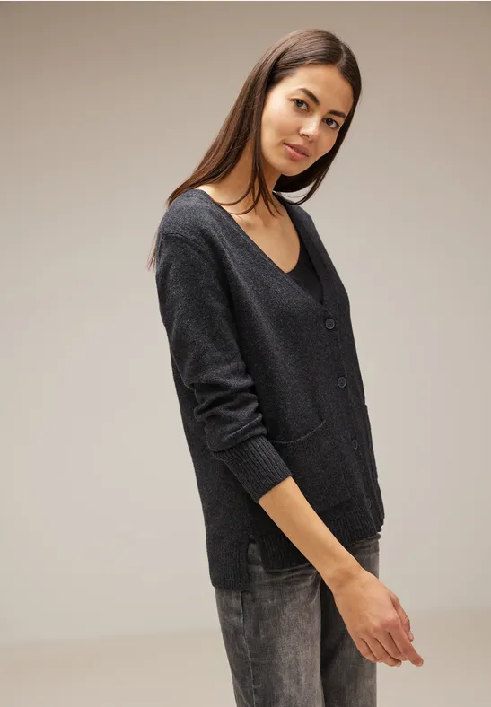 STREET-ONE Cardigan mit V-Ausschnitt für Damen in Grau STREET-ONE