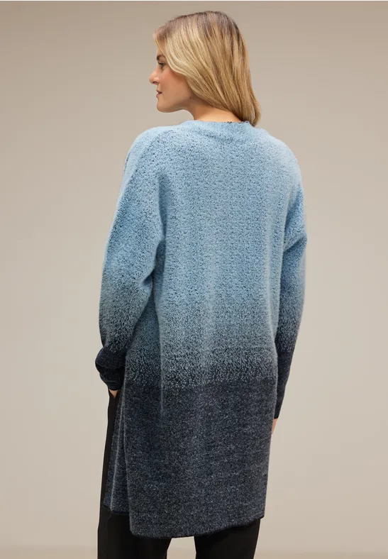 STREET-ONE Lange Flauschige Strickjacke für Damen in Blau STREET-ONE