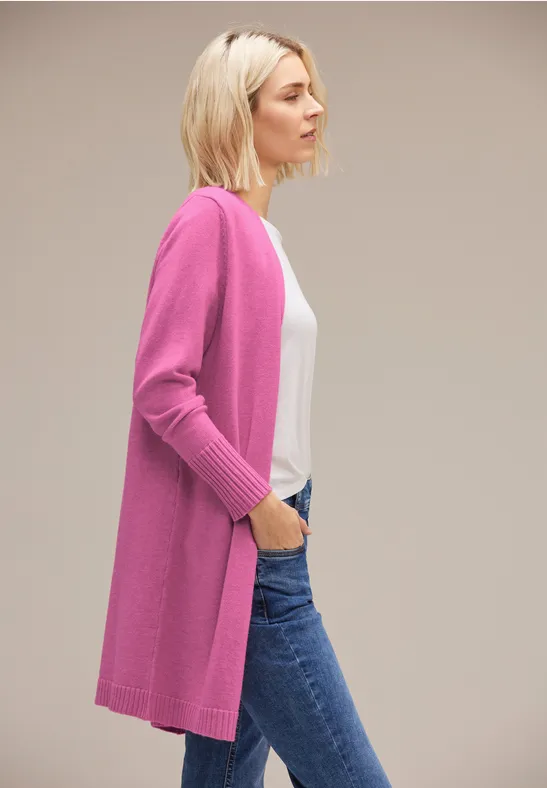 STREET-ONE Offener Long Cardigan für Damen in Pink STREET-ONE