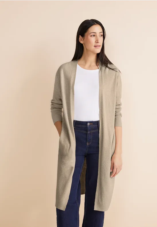 STREET-ONE Langer Strick Cardigan für Damen in Beige STREET-ONE