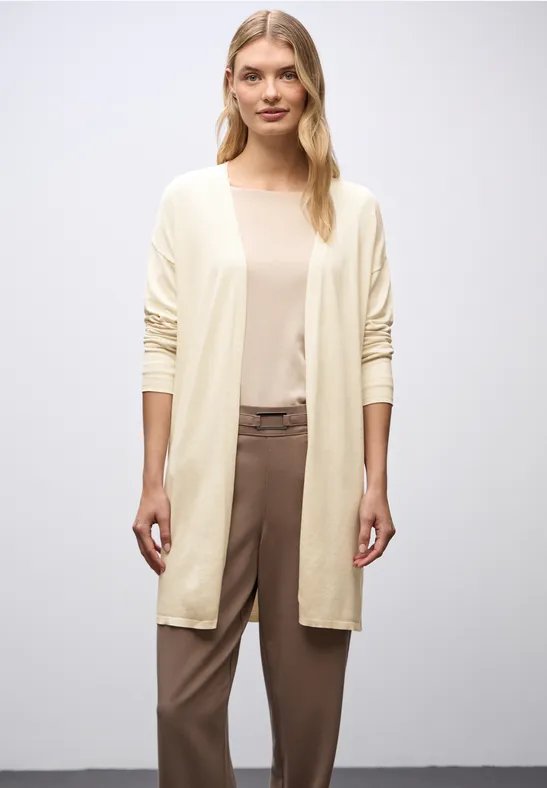 STREET-ONE Lang fijn gebreid vest voor dames in Beige