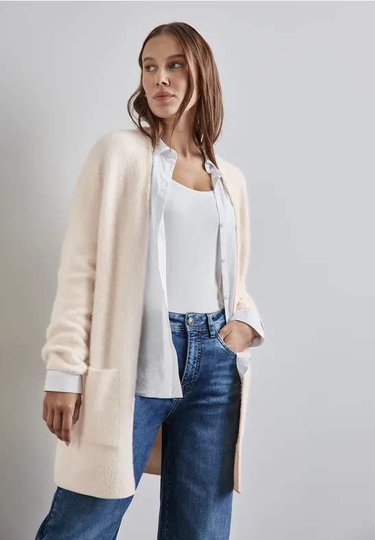 STREET-ONE Federgarn-Cardigan für Damen in Weiß STREET-ONE