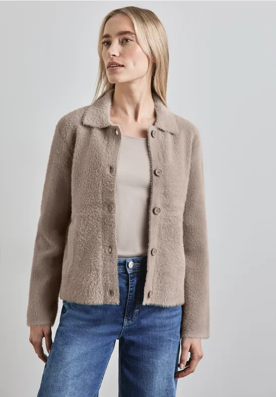 STREET-ONE Federgarn Cardigan für Damen in Beige STREET-ONE