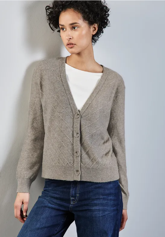 STREET-ONE Cardigan mit Struktur für Damen in Beige STREET-ONE