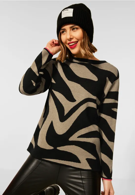 jacquard pullover street one pullover zebra