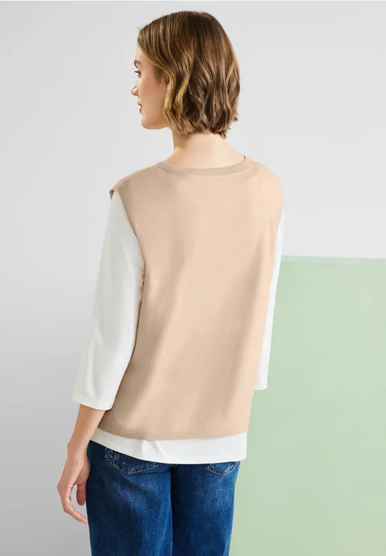 Gilet chiné sans manches - Beige - - 15.00