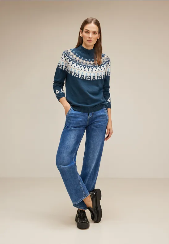 Blauwe Trui Katoenen Gebreide Trui Dames Truien Blauw Voor Dames