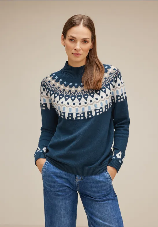 STREET-ONE Norweger Pullover für Damen in Blau STREET-ONE