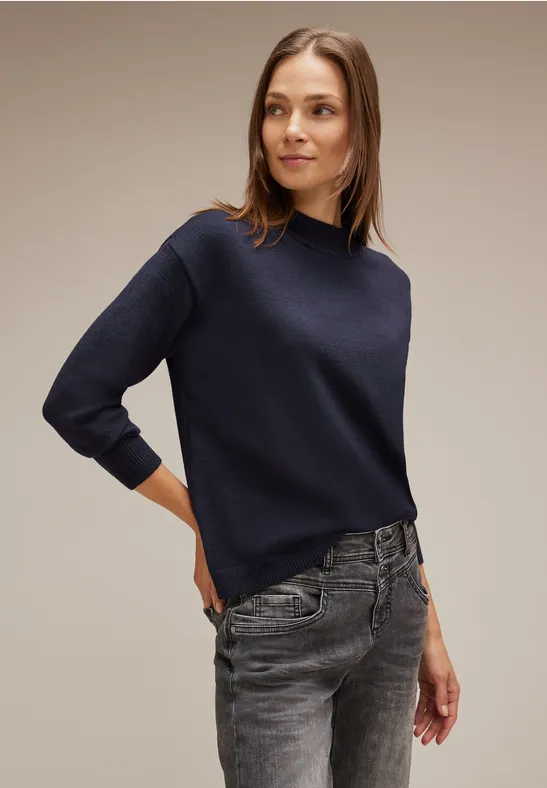 STREET-ONE Stehkragen Pullover für Damen in Blau STREET-ONE