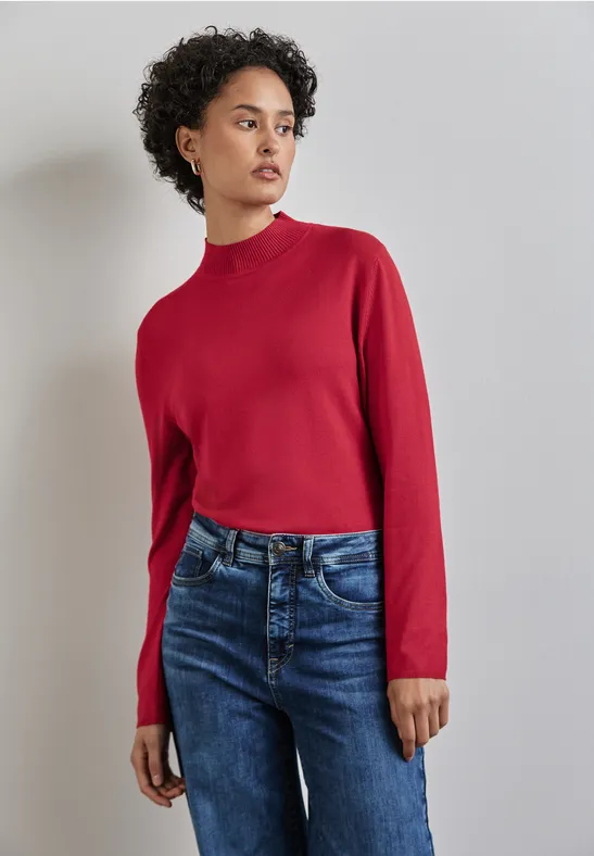 STREET-ONE Basic Rollkragen-Pullover für Damen in Rot STREET-ONE