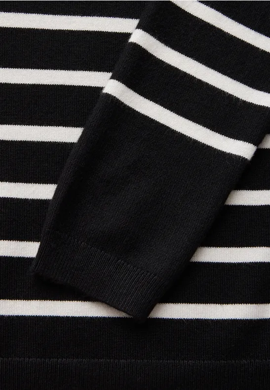 STREET-ONE Gestreifter Pullover für Damen in Schwarz STREET-ONE