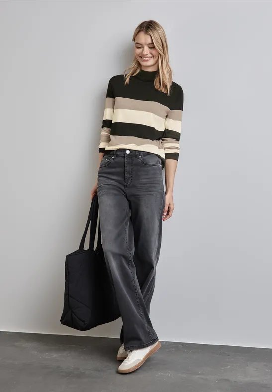 STREET-ONE Gestreifter Pullover für Damen in Schwarz STREET-ONE