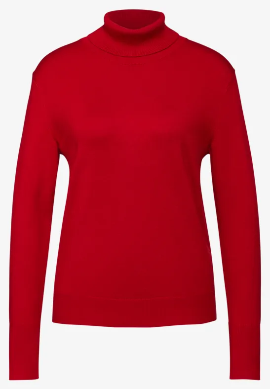 STREET-ONE Basic Rollkragen-Pullover für Damen in Rot STREET-ONE