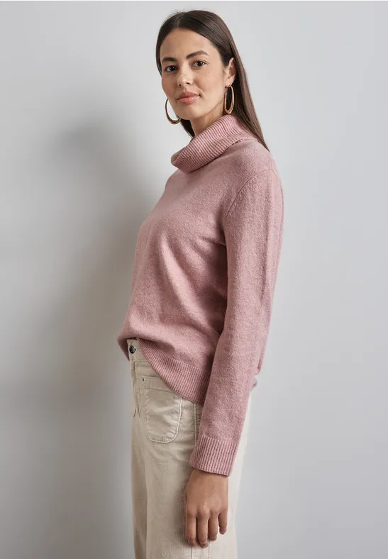 Rollkragenpullover Damen Strickpullover Damen Altrosa Cashmere