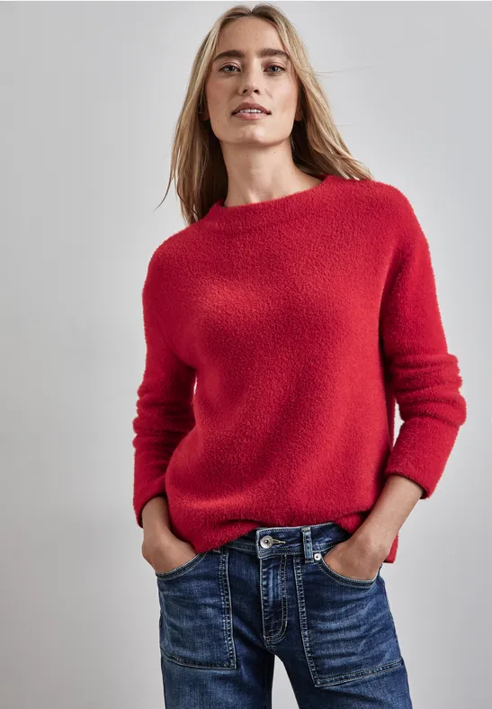 Damen Pullover Long Pullover Rot Pullunder Damen Langarm Pullover