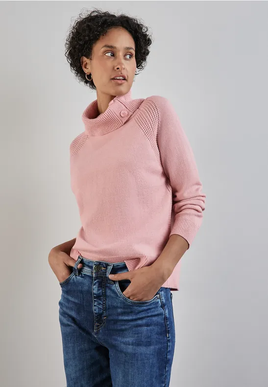 Sweatshirt Altrosa Pulli STREET-ONE Pullover Mit Stehkragen Für