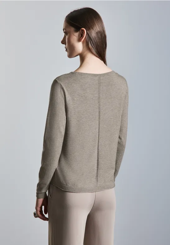 Street One Damen Basic Pullover – Feinstrick, U-Boot-Ausschnitt, Langarm, Aus Viskose-Baumwoll-Mix