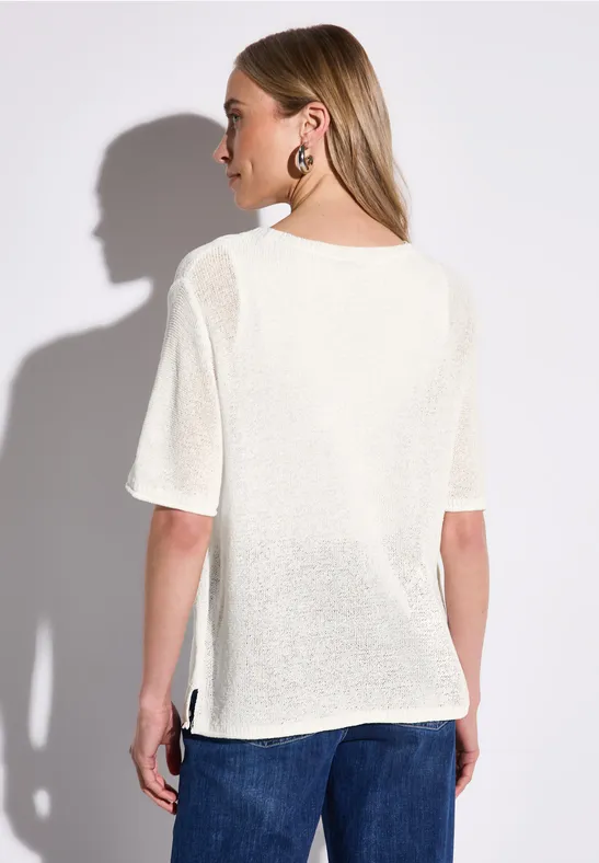 Street One Damen Kurzarm Pullover - Baumwollmix Strickpullover Mit Rundhals