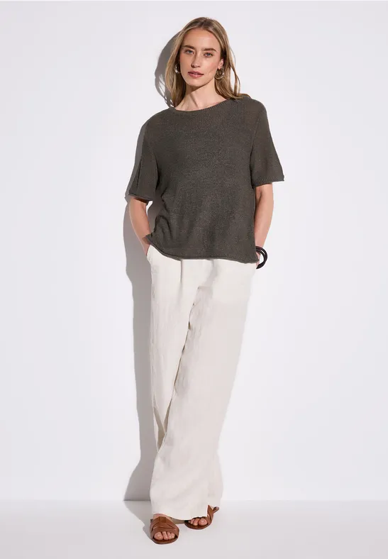 Street One Damen Kurzarm Pullover - Baumwollmix Mit Stretch