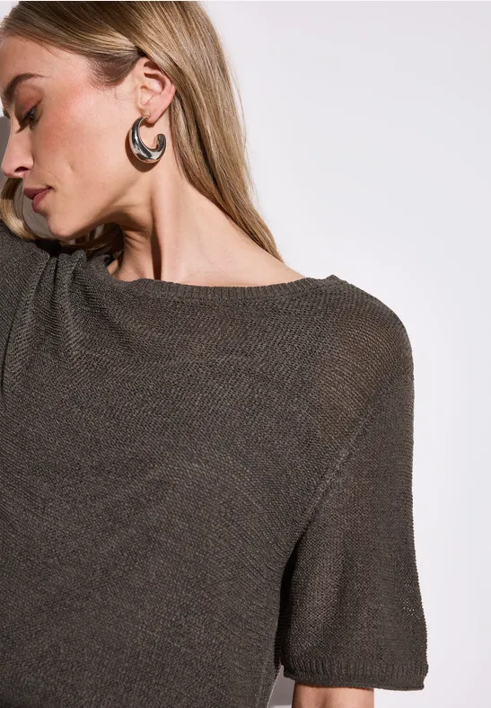 T-shirt à Manches Courtes Structuré Pour Femmes En Noir