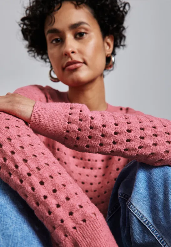 STREET-ONE Strukturpullover für Damen in Rosa STREET-ONE