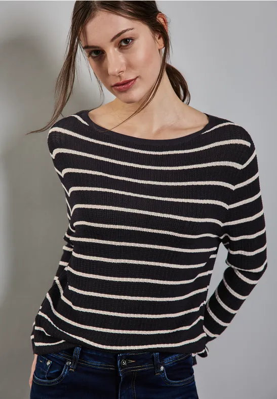Damen Pullover Street One Pullover Gestreift STREET-ONE