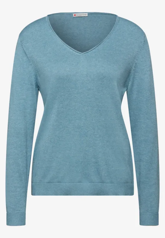 STREET-ONE V-Neck Pullover für Damen in Blau STREET-ONE - Main Image