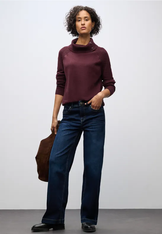 Street One Pullover Schwarz Stehkragen STREET-ONE Pullover Mit Stehkragen  Für Damen In Rot STREET-ONE