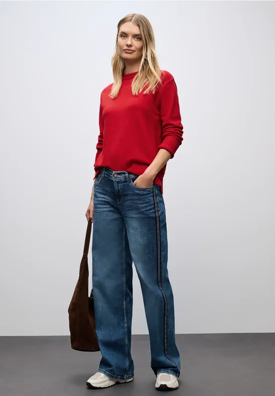 Street One Damen Pullover Rundhals - 100% Baumwolle Leicht